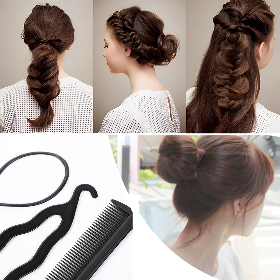 Outils de coiffure : 7 pièces essentielles pour femmes et filles, pour des chignons et tresses simples et élégants – Image 6
