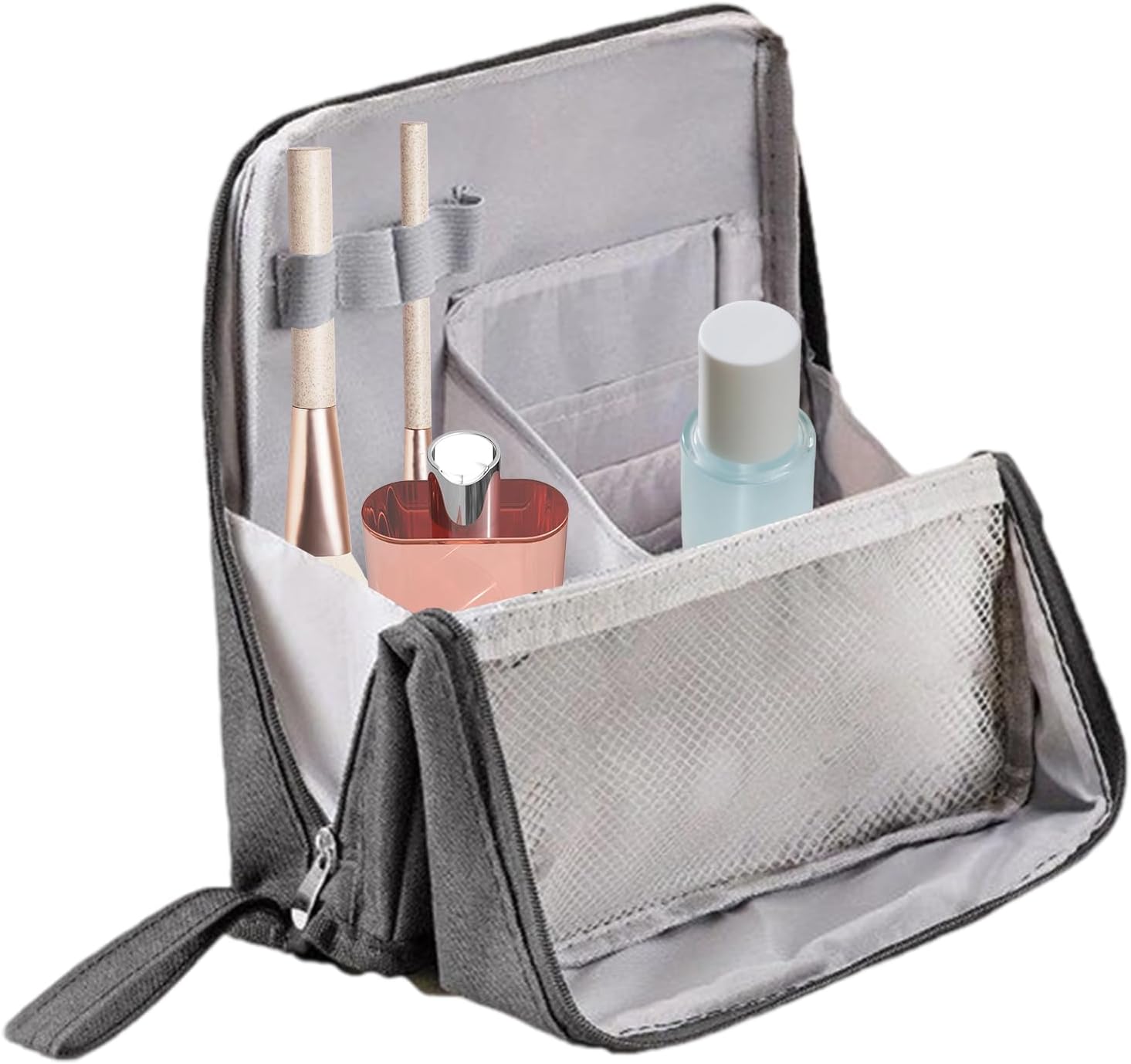 Trousse de maquillage verticale en tissu Oxford : l'accessoire idéal pour les femmes en voyage Organisez vos produits de beauté avec style et praticité – Image 8