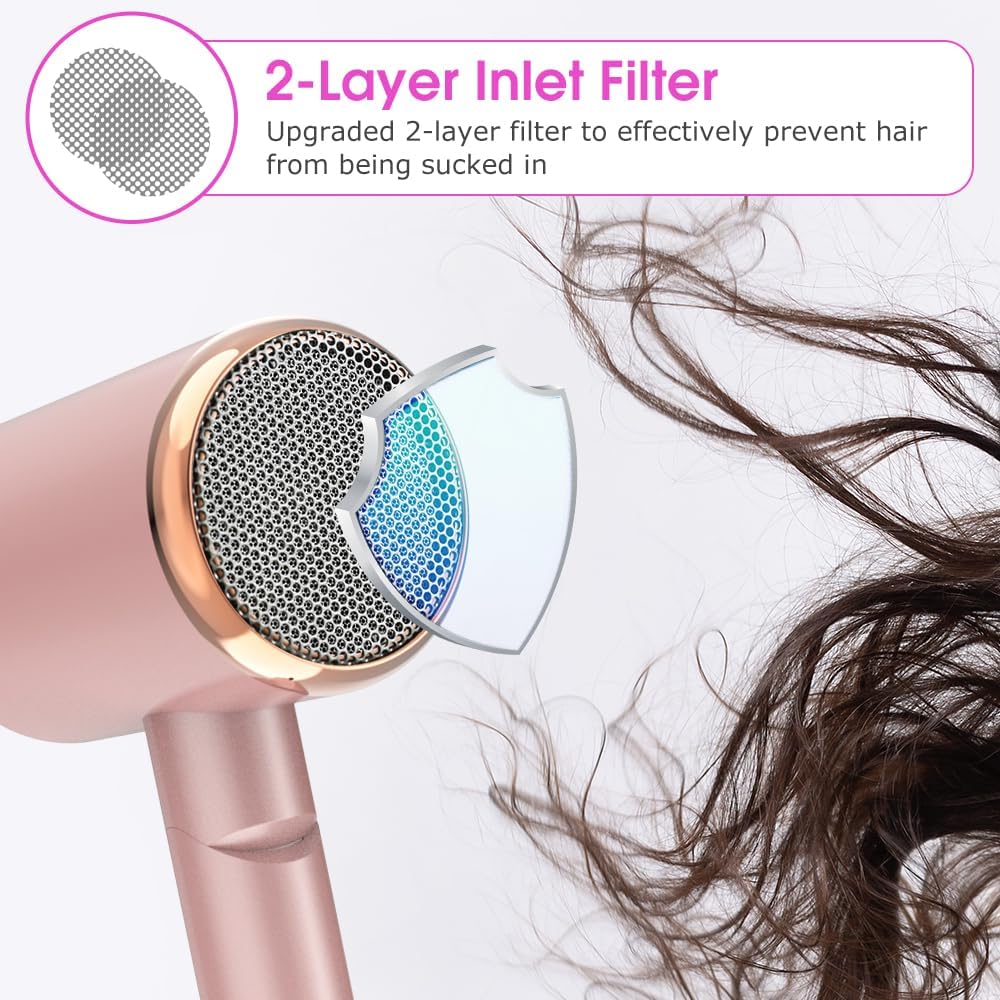 Sèche-cheveux ionique 2400W : l'outil de coiffure léger et pliable pour un séchage rapide et efficace – Image 4