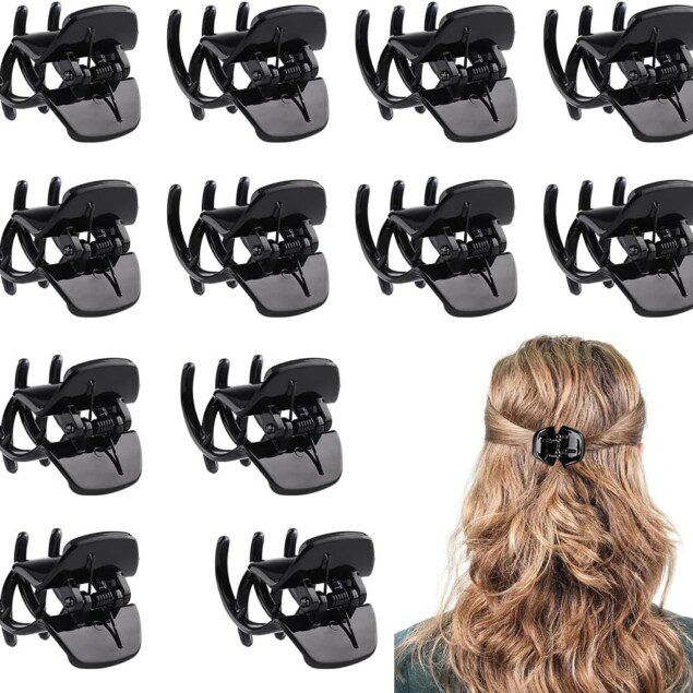 Pinces à cheveux noir : 12 pièces pour femmes et filles aux cheveux épais et moyens   Idéales pour un maintien élégant et durable de votre coiffure quotidienne