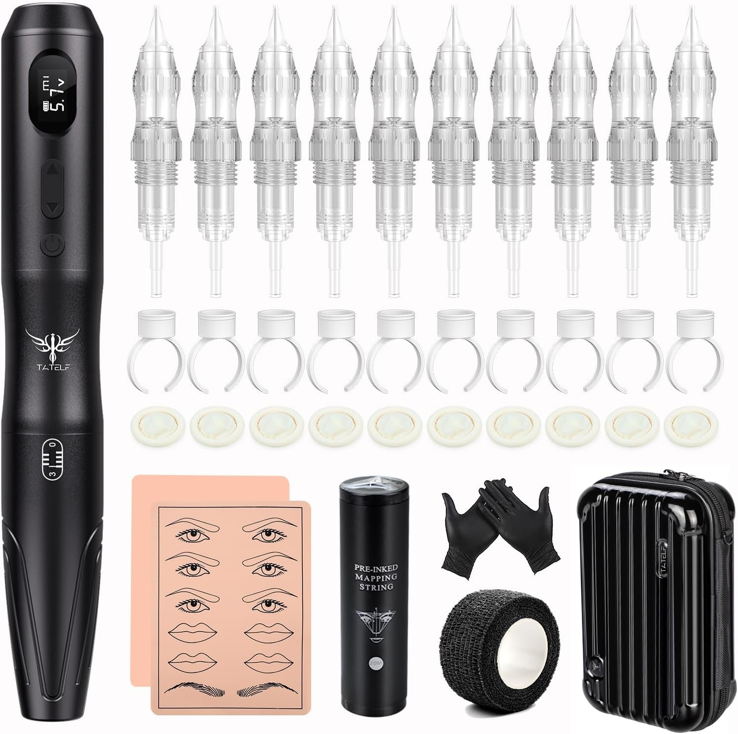 Kit complet de machine de maquillage semi-permanent sans fil : pour les professionnels du maquillage souhaitant créer des yeux parfaitement définis