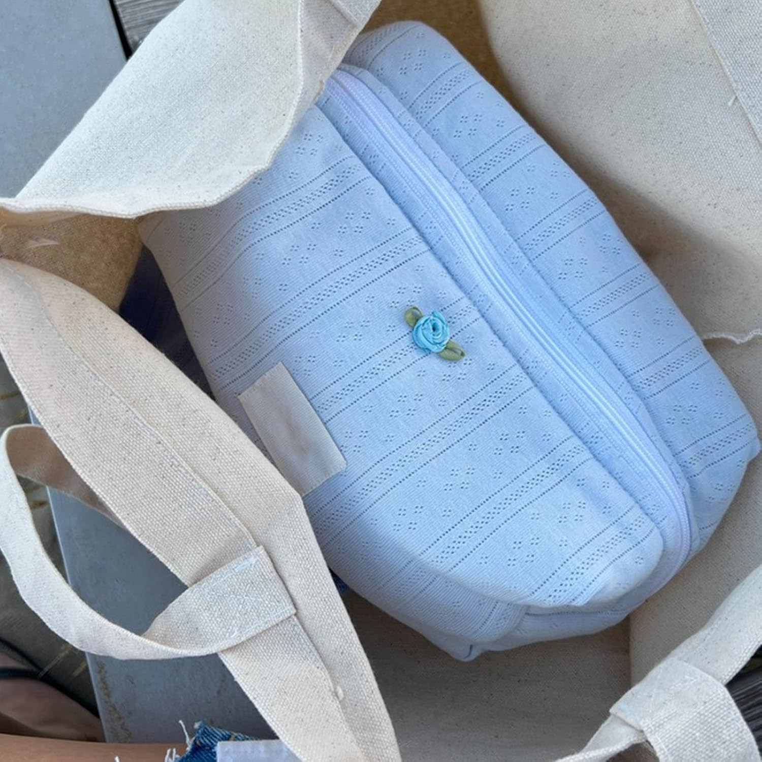 Trousse de maquillage en coton à motif floral : l'accessoire tendance pour femmes en voyage – Image 4