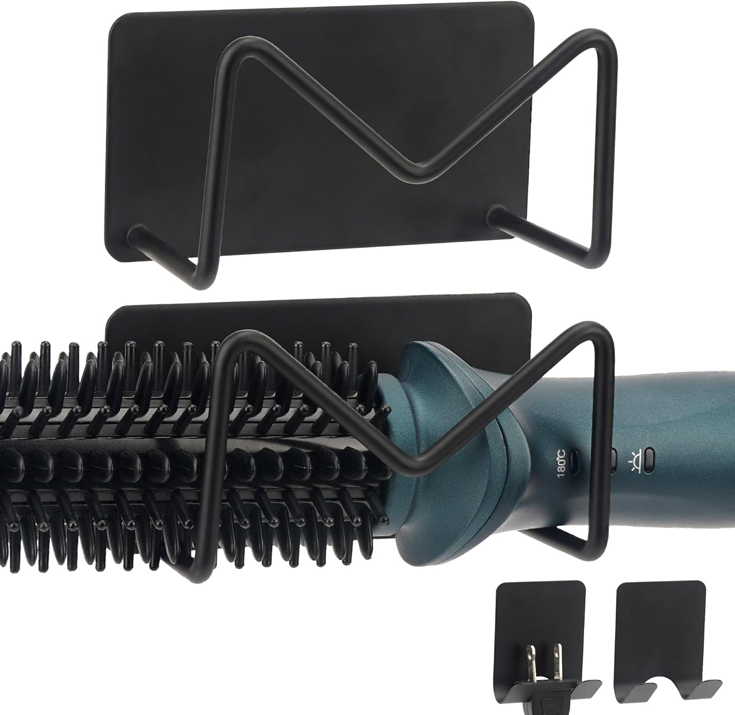 Support mural en acier au carbone : solution élégante pour fer à friser et fer à lisser Optimisez votre espace avec ce support mural noir, idéal pour les passionnés de coiffure à la recherche d'un rangement pratique et stylé.