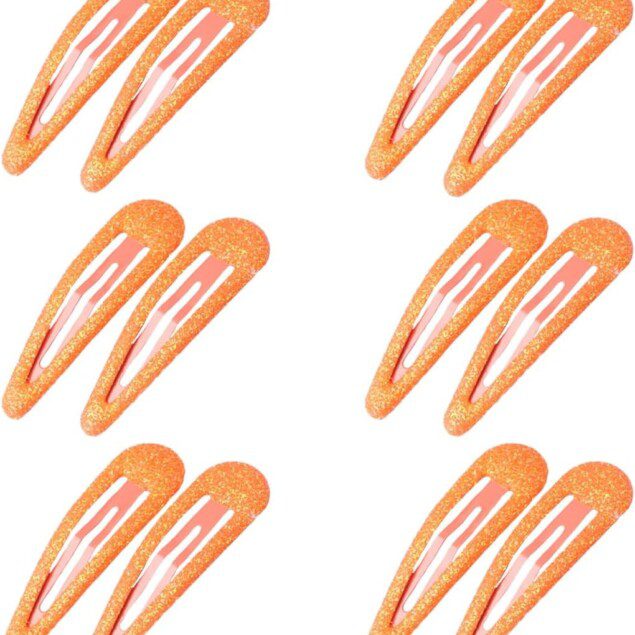 Clips à cheveux en métal coloré : des barrettes pailletées pour briller au quotidien Accessoires de coiffure élégants pour filles et femmes, 12 pièces orange