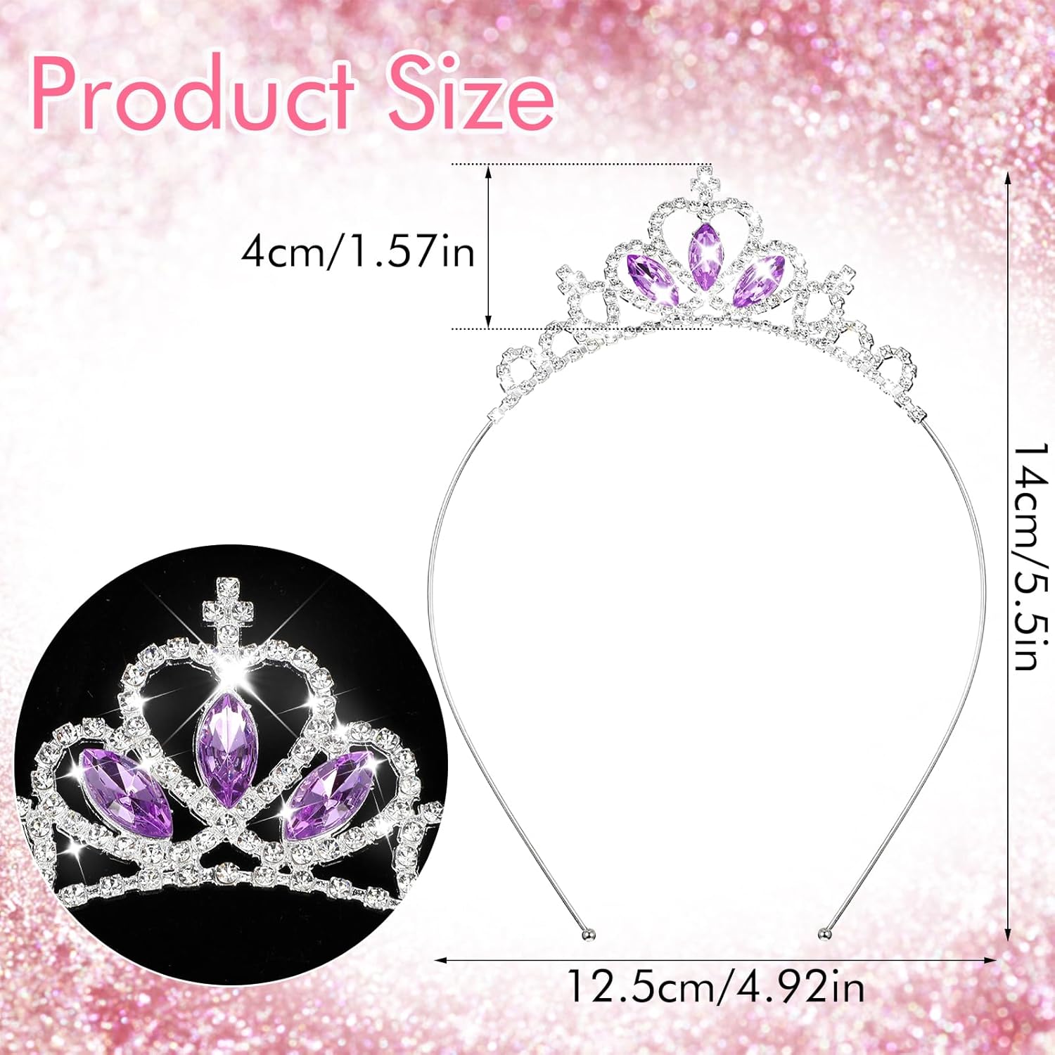 Diadème de princesse en cristal violet : l'accessoire idéal pour les concours de beauté et les occasions spéciales – Image 2