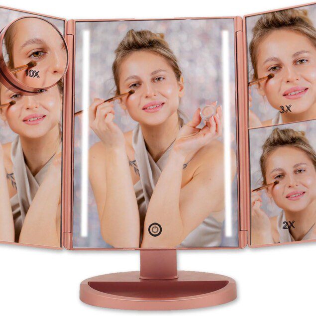 Miroir de maquillage lumineux Bellatrix : l'allié parfait pour les passionnées de beauté Profitez d'un grossissement 1X/2X/3X/10X et d'une lumière LED réglable pour un maquillage impeccable
