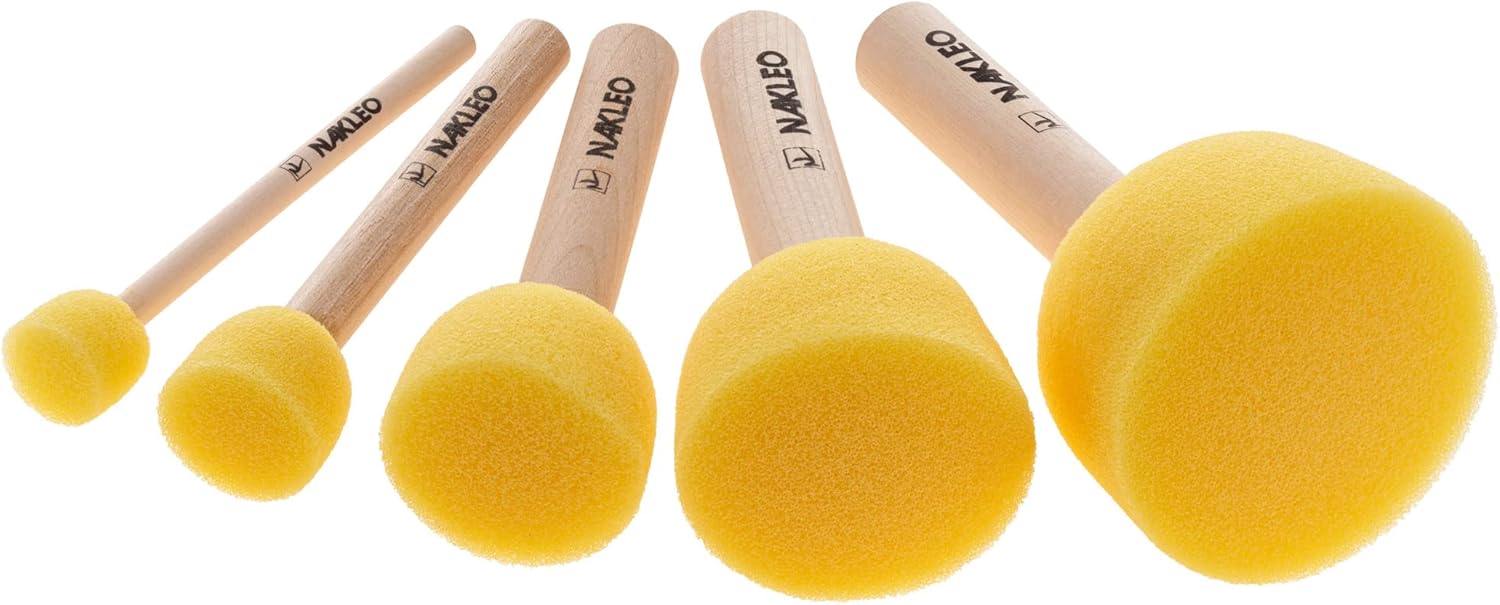 Pinceau mousse pour artistes : lot de 5 pinceaux de qualité pour peinture, pochoir et acrylique