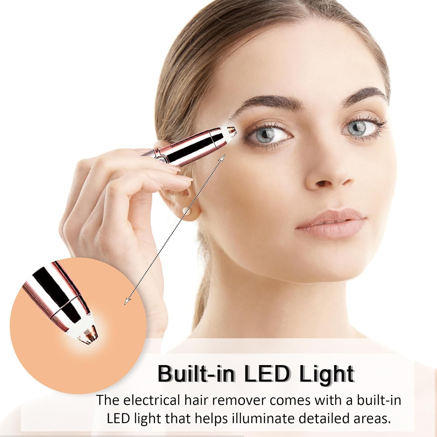 Épilateur à sourcils : épilation améliorée et sans douleur pour homme et femme Tondeuse personnelle élégante pour lèvres supérieures, nez, sourcils, bras et jambes – Image 4