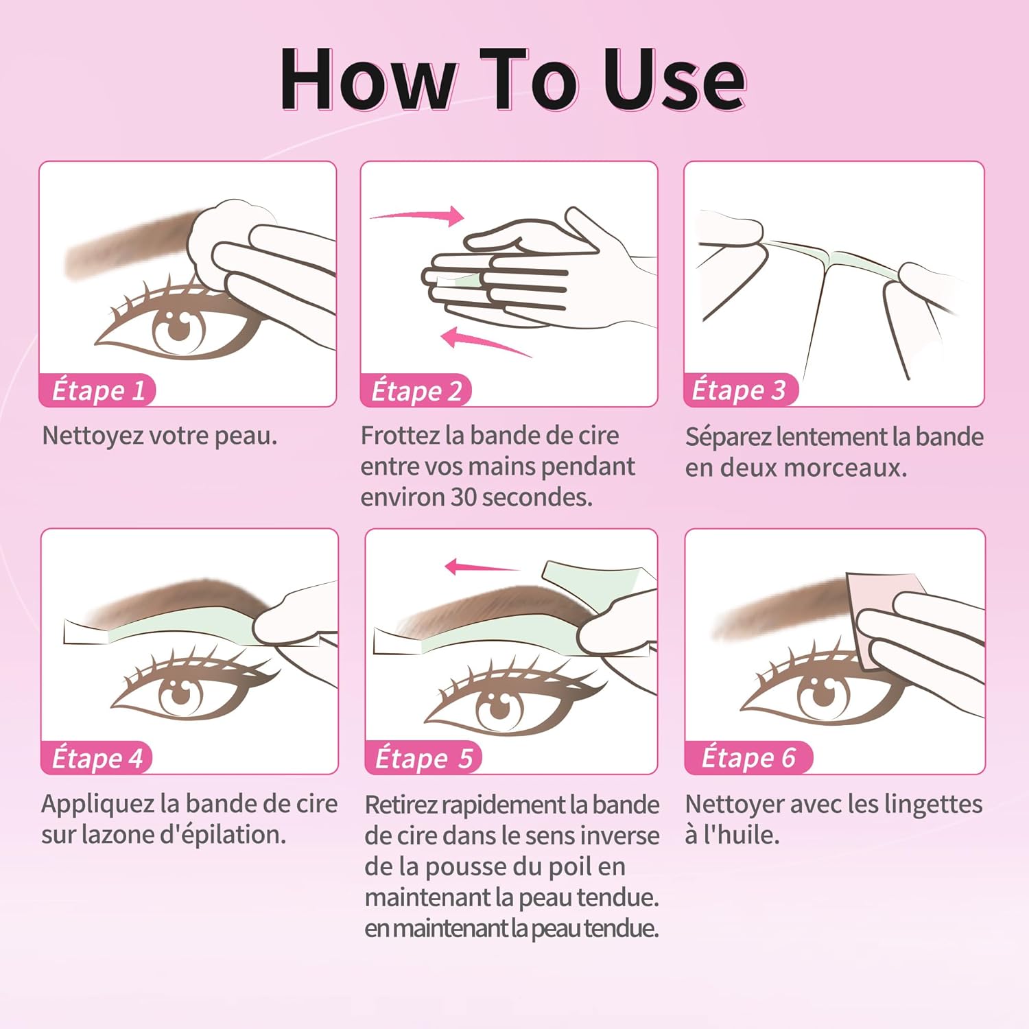 Bandes de cire froide dépilatoire pour sourcils et lèvre : épilation douce et efficace pour peaux sensibles – Image 7