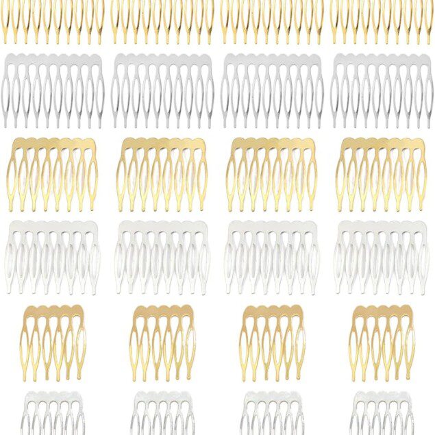 Peignes latéraux en métal : lot de 24 accessoires élégants pour femme Idéaux pour vos chignons et coiffures raffinées, avec pince à chignon argentée et dorée