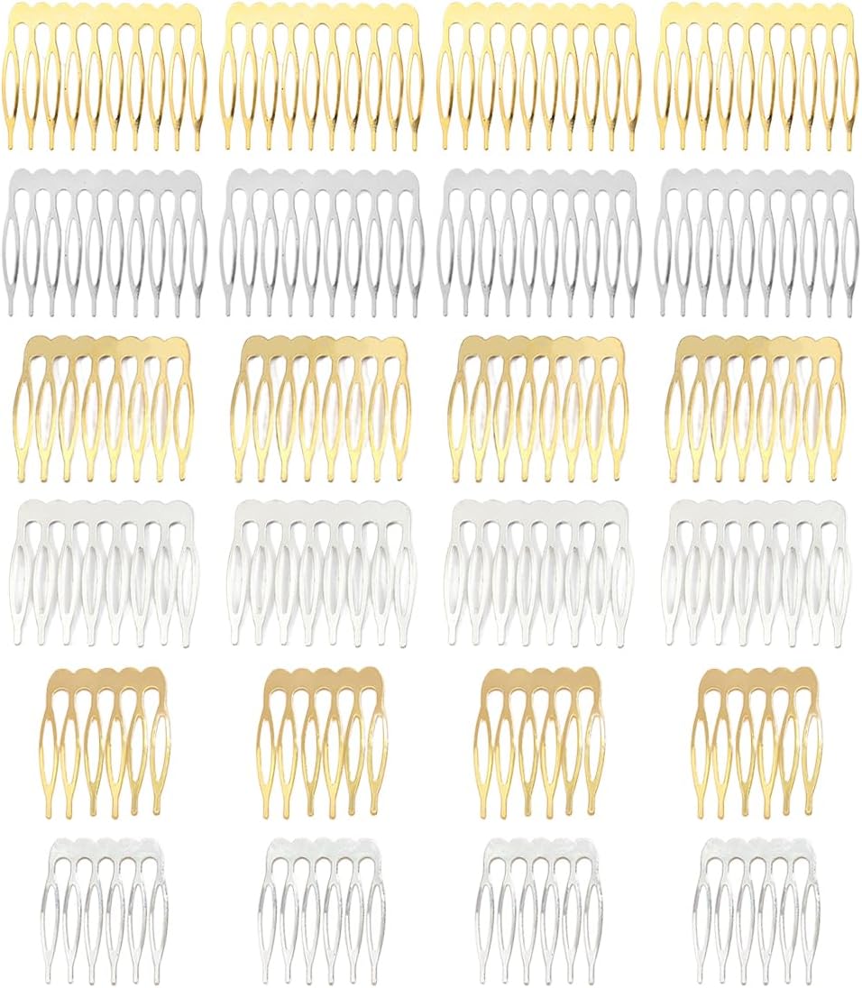 Peignes latéraux en métal : lot de 24 accessoires élégants pour femme Idéaux pour vos chignons et coiffures raffinées, avec pince à chignon argentée et dorée