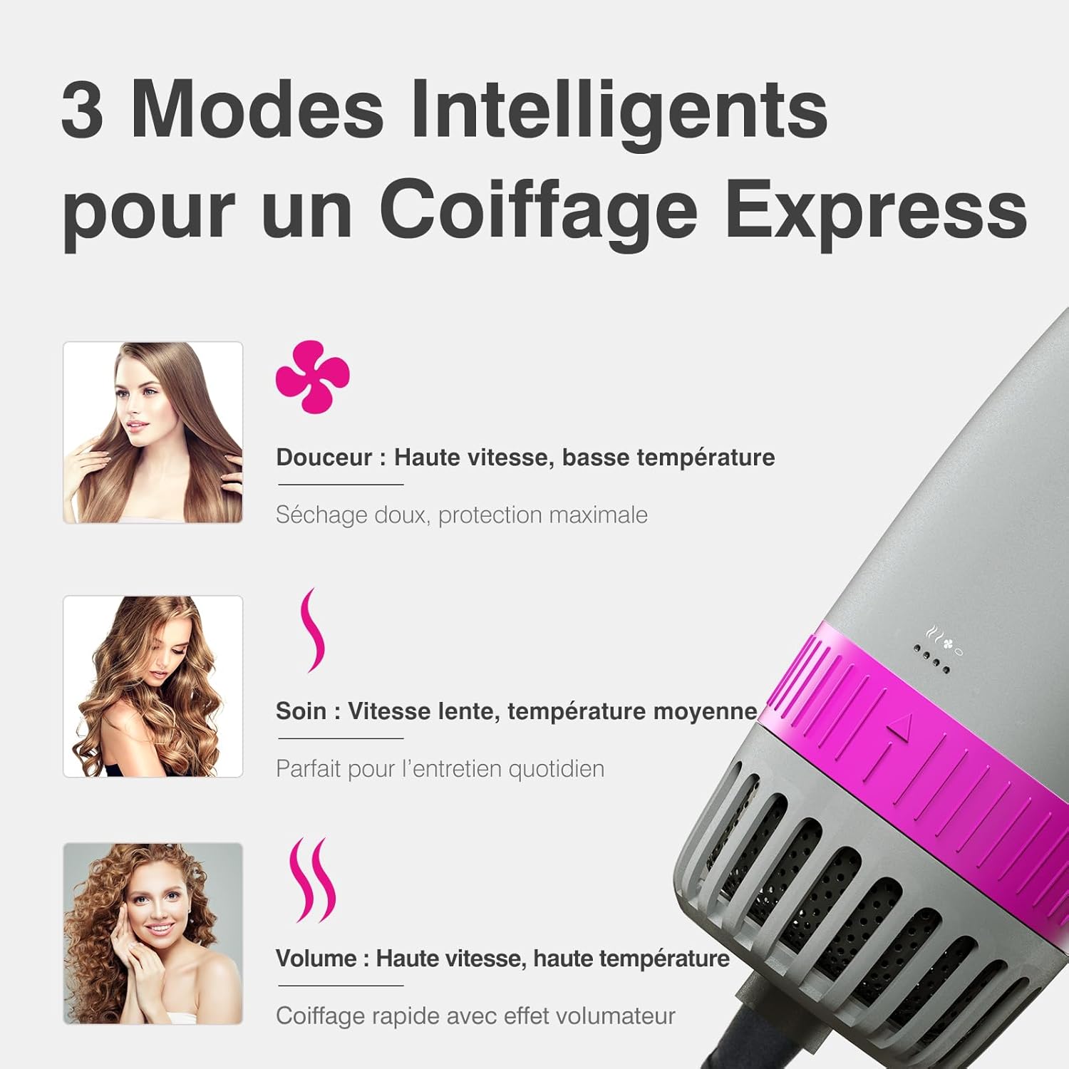 Brosse soufflante 4 en 1 pour un brushing rapide et lisse à domicile Découvrez la puissance de 1200W pour un coiffage salon sans effort – Image 4