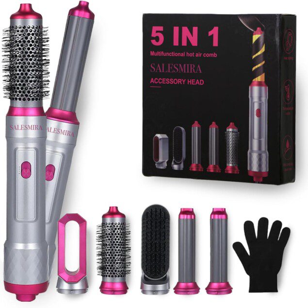Sèche-cheveux multifonctions 5 en 1 pour tous types de cheveux : lissage, boucles et séchage rapide