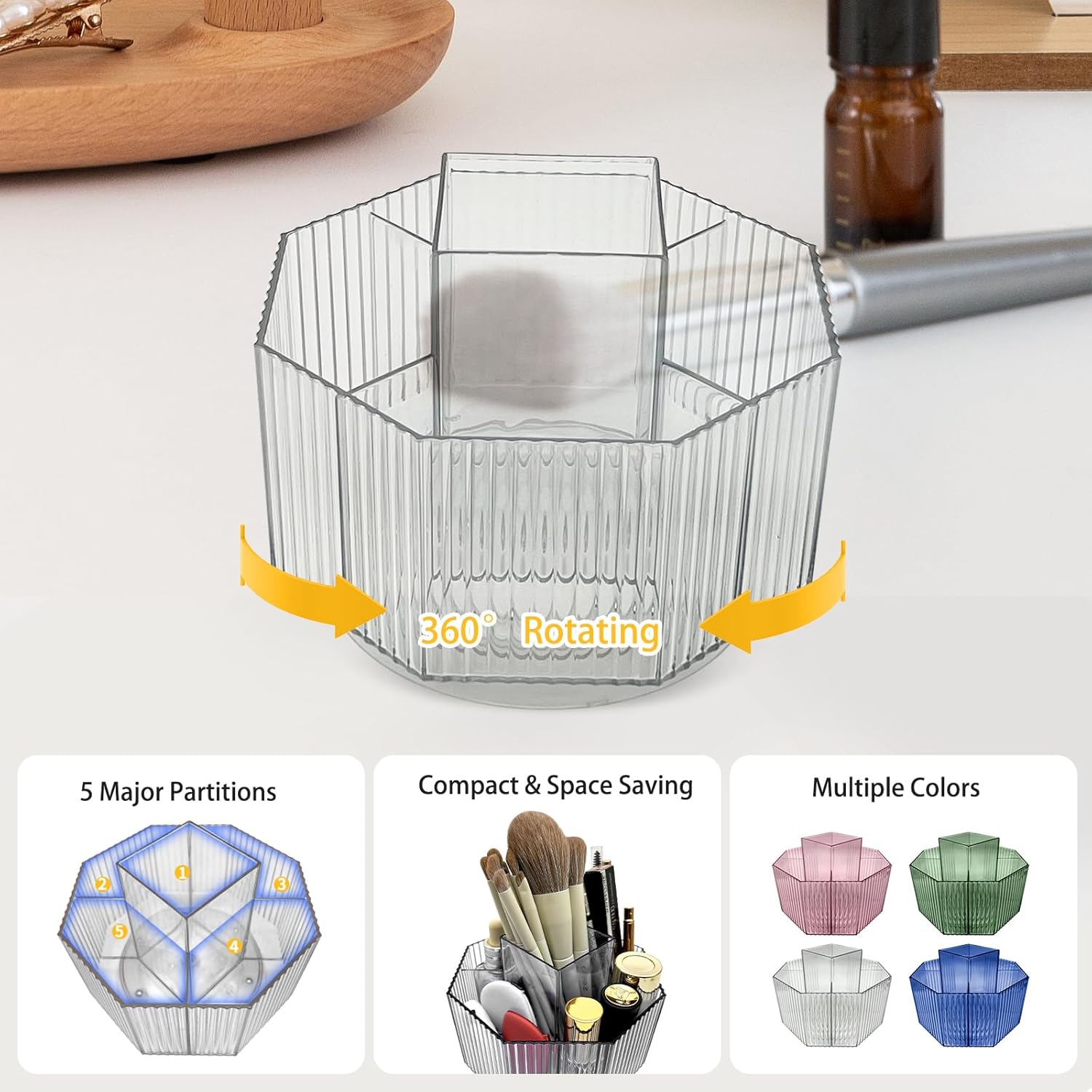 Organiseur de pinceaux de maquillage rotatif à 360° : idéal pour les passionnés de beauté et de soin – Image 5