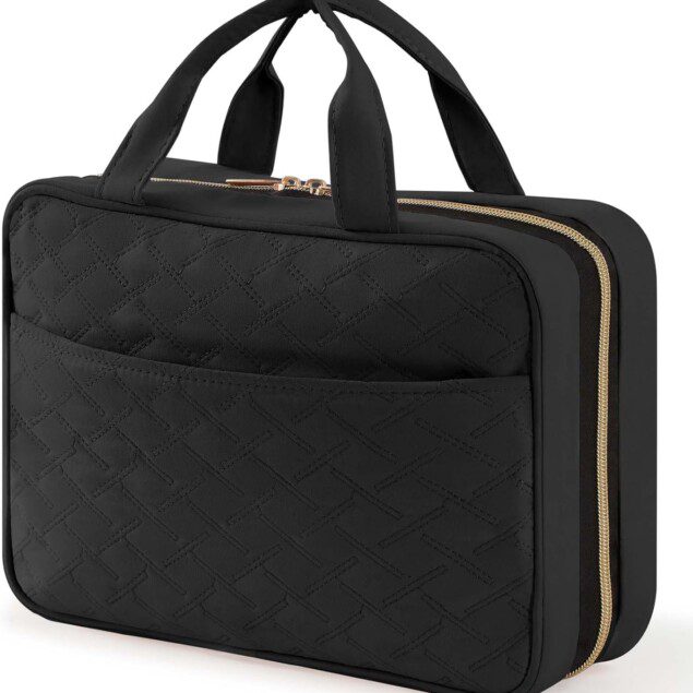 Trousse de toilette de voyage : grande trousse de maquillage suspendue pour femmes, parfaite pour organiser vos cosmétiques et bouteilles en toute élégance
