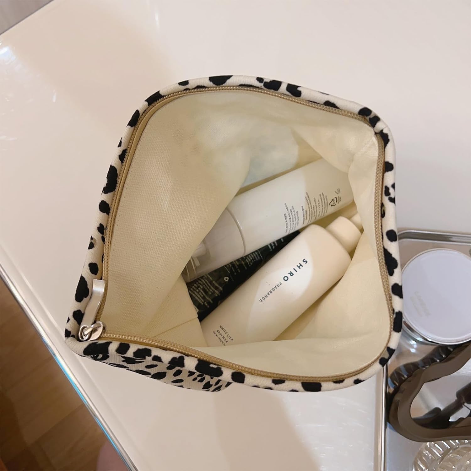 Trousse de maquillage élégante : pour femmes et filles, grande capacité et style imprimé léopard – Image 2