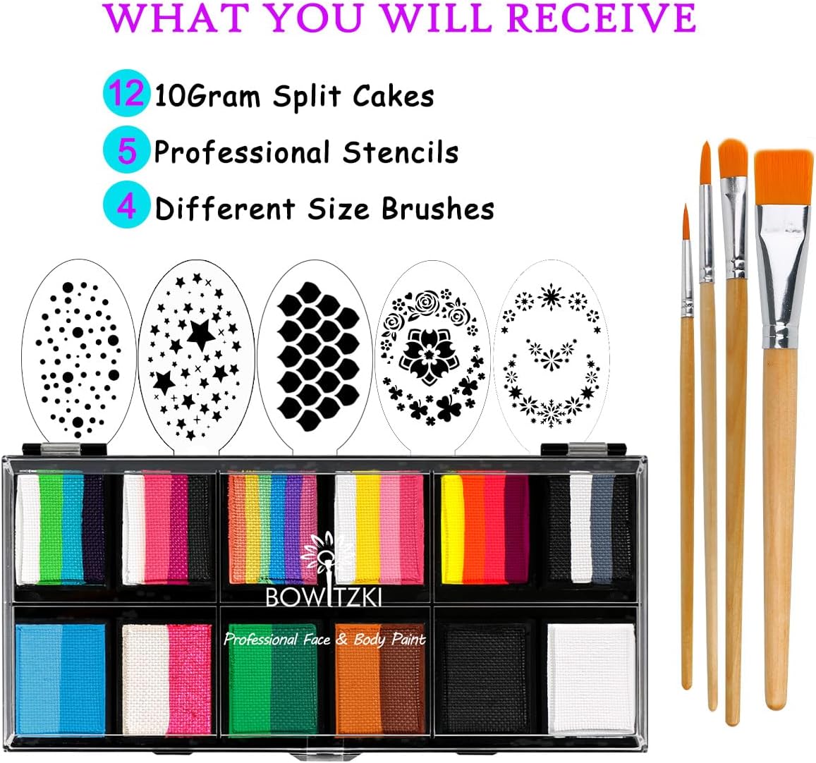 Kit de peinture faciale professionnelle pour enfants et adultes : créez des œuvres d'art colorées en toute sécurité – Image 8