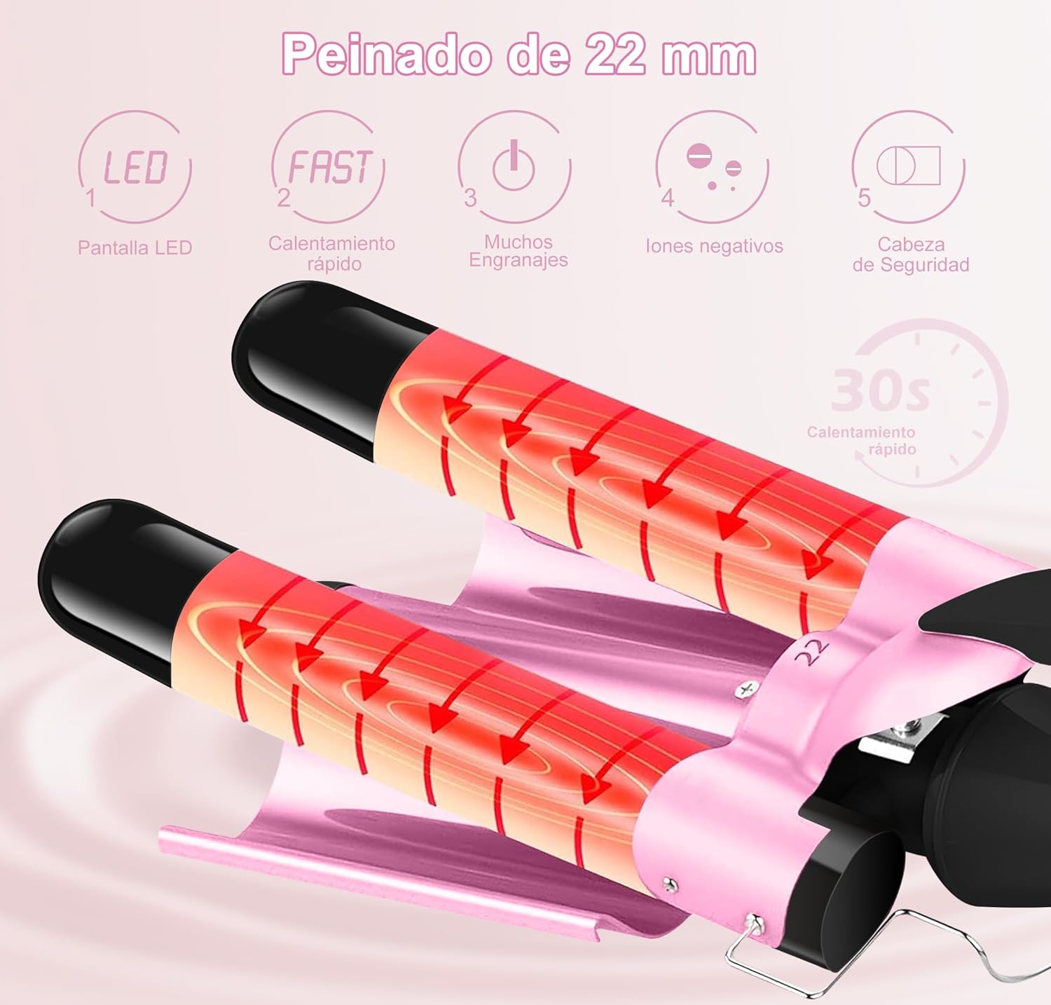 Fer à friser 3 barils : pour des boucles parfaites en un temps record Découvrez le fer à boucler réglable à chauffage rapide, idéal pour tous les types de cheveux, longs ou courts. Grâce à sa technologie avancée en céramique, ce boucleur à cheveux de 25 mm vous garantit des ondulations élégantes et durables tout en préservant la santé de votre chevelure. Profitez d'un affichage LCD pour un réglage précis de la température, et révélez votre style en toute simplicité ! – Image 3
