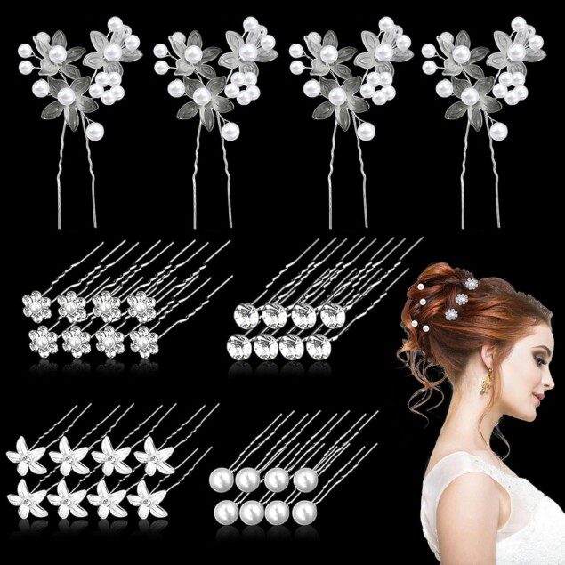Épingles à cheveux de mariage en strass : 36 pièces élégantes pour sublimer la coiffure de vos demoiselles d'honneur