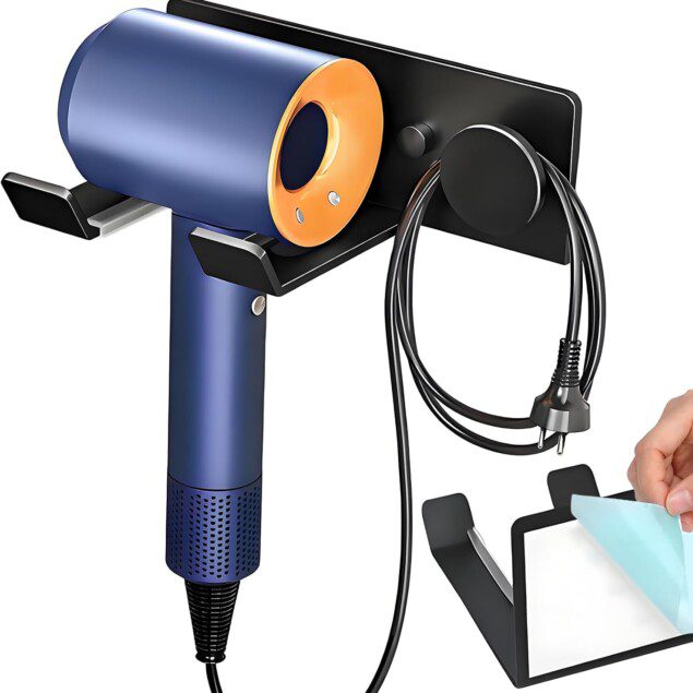 Support de sèche-cheveux en acier au carbone : idéal pour hôtels et salles de bain