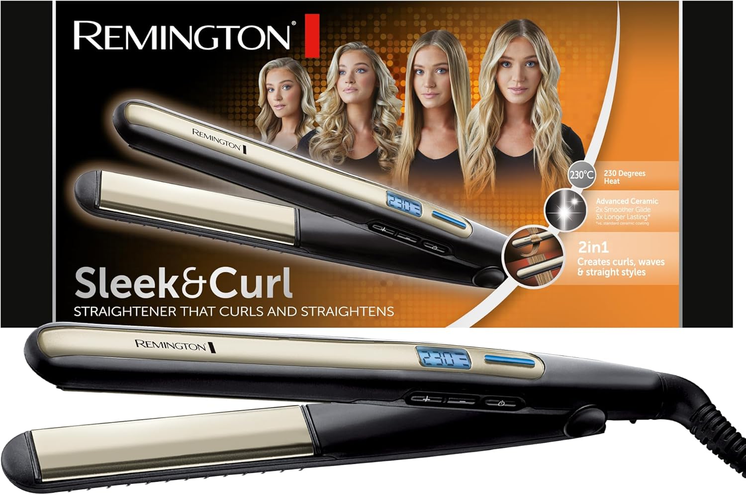 Lisseur cheveux 2en1 Sleek & Curl : lissez et bouclez vos cheveux avec facilité pour un style impeccable