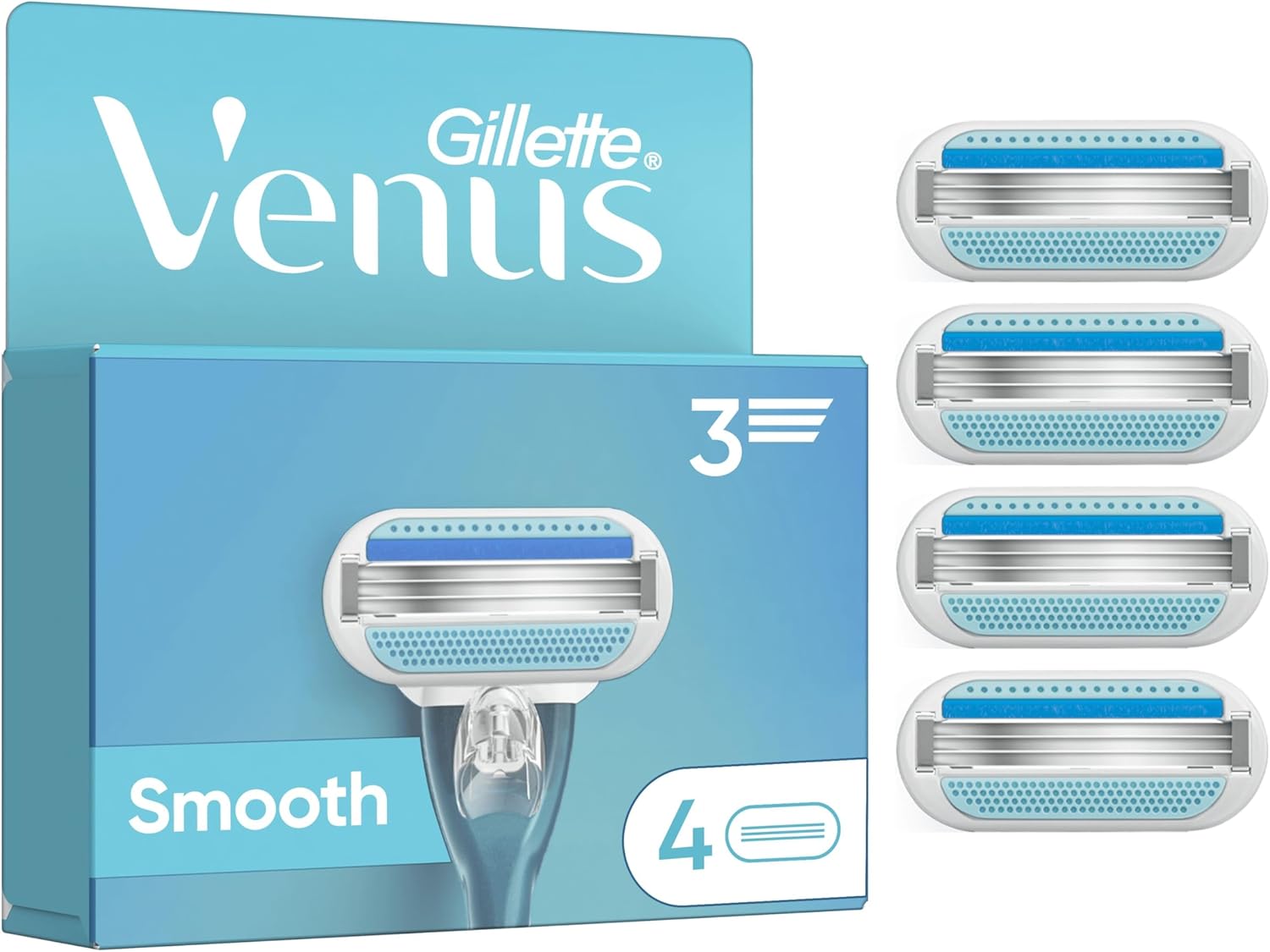 Rasoirs Gillette Venus Smooth - Lames 4 pièces pour femmes, douceur garantie
