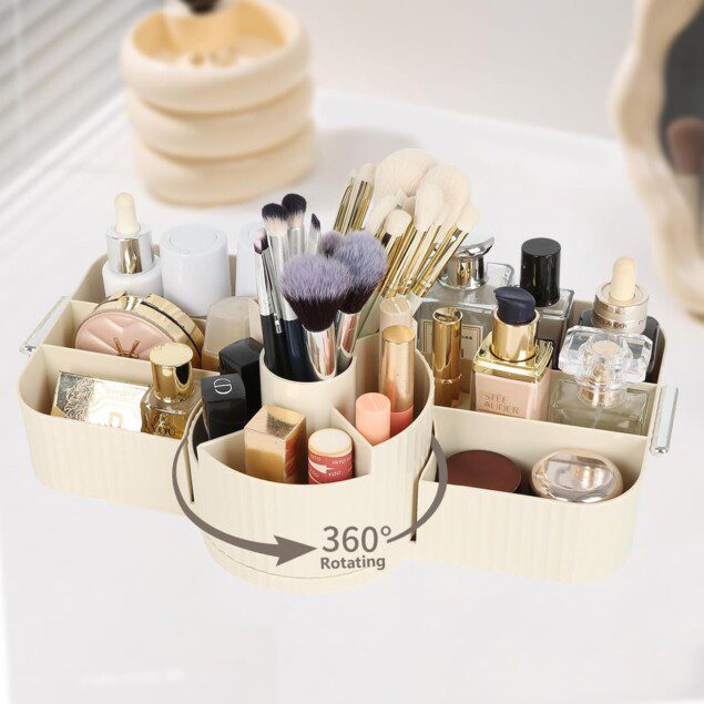 Rangement maquillage 360° rotatif : l'organisateur multifonctionnel idéal pour les passionnées de beauté
