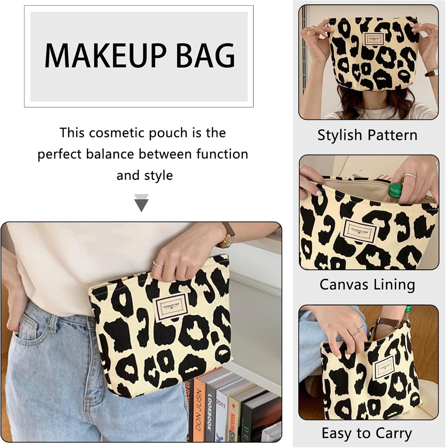 Trousse de maquillage pour femme : le compagnon idéal pour vos voyages avec une grande capacité et un élégant motif léopard – Image 7