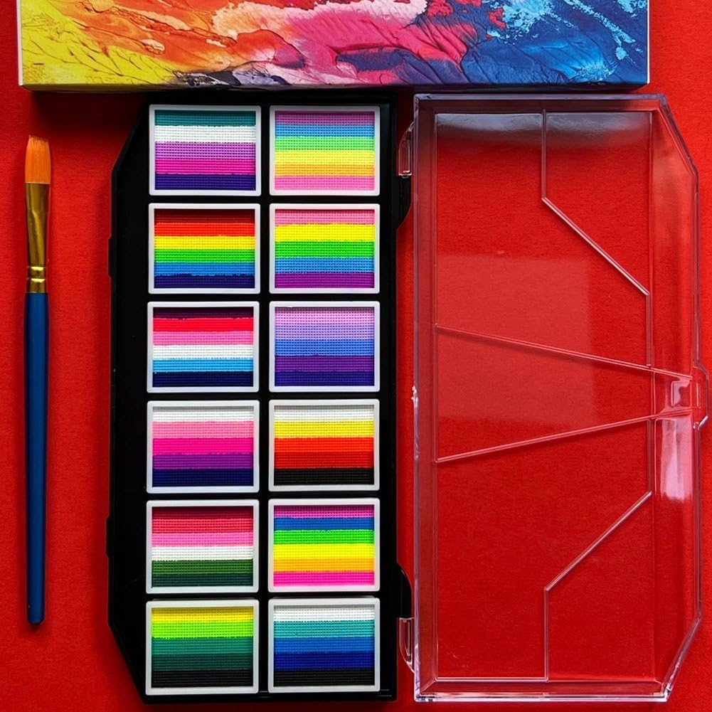 Palette de maquillage professionnelle arc-en-ciel : kit de maquillage non toxique pour enfants et adultes, idéal pour Halloween et les fêtes – Image 4
