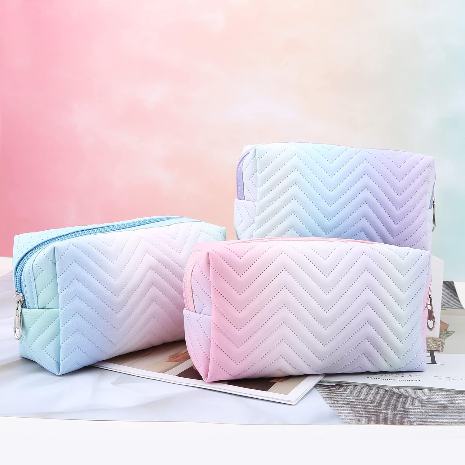 Grand sac de maquillage à fermeture éclair : le compagnon idéal pour femmes et filles en voyage Sac de toilette pliable et étanche pour un rangement pratique et élégant – Image 6