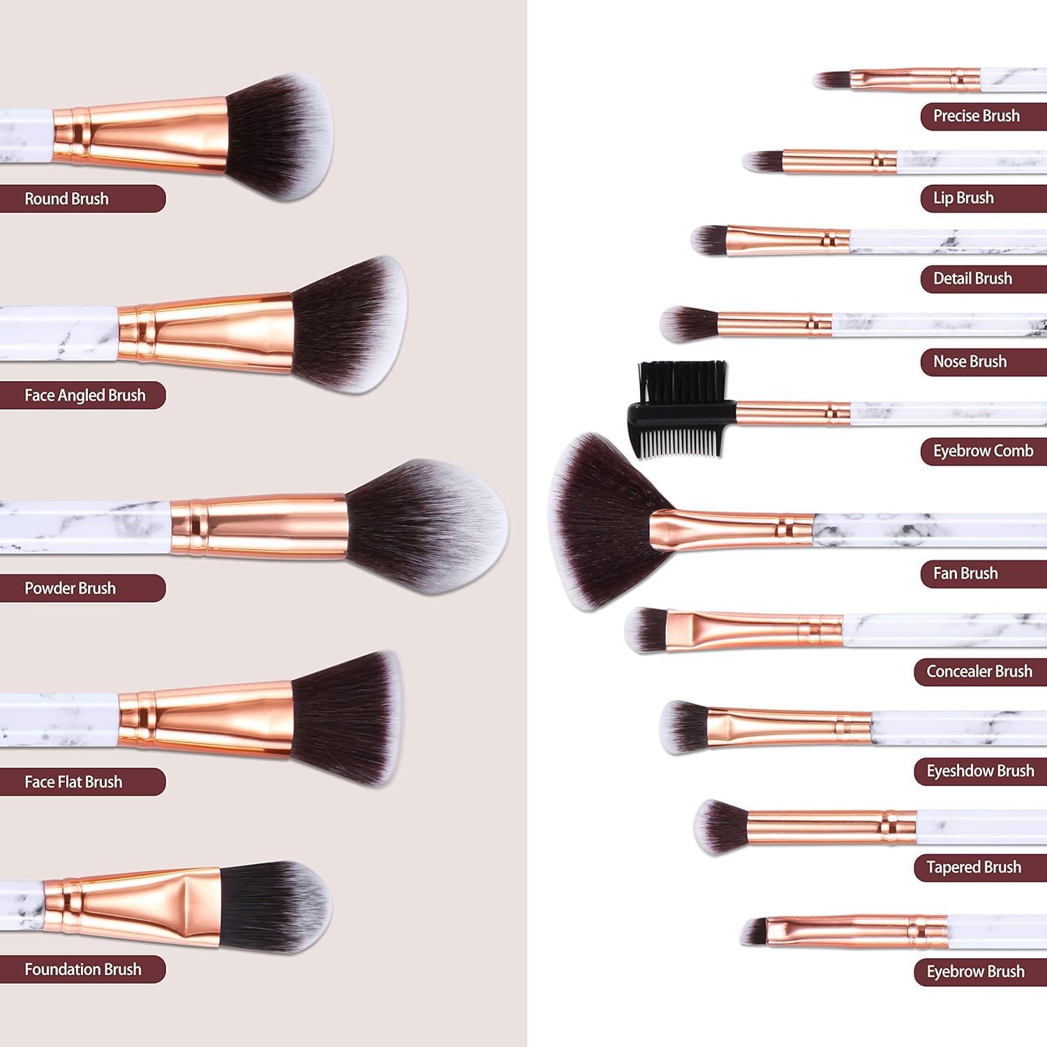 Pinceaux maquillage professionnels en marbre : kit de 15 pour un look parfait Découvrez notre set de pinceaux maquillage en marbre, idéal pour les passionnés de beauté. Ce coffret élégant comprend 15 pinceaux spécialement conçus pour appliquer le cache-cernes en poudre et le fard à paupières, le tout présenté dans un magnifique seau en marbre. Un cadeau parfait pour sublimer votre routine de maquillage ! – Image 3