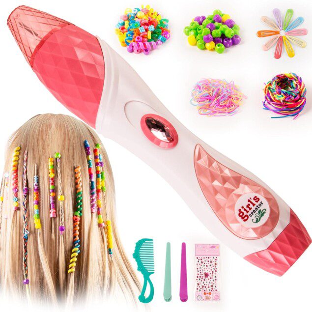 Accessoires cheveux créatifs pour filles de 5 à 12 ans : offrez un cadeau d'anniversaire original avec des perles colorées et un outil de coiffure amusant