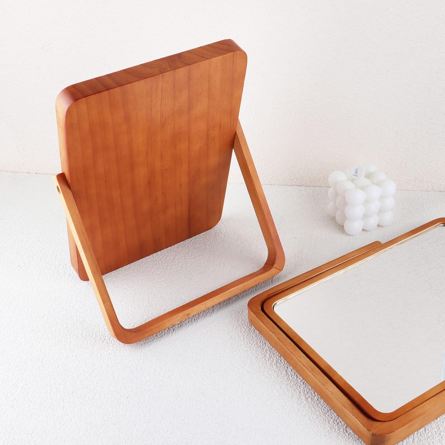 Miroir maquillage en bois pour les passionnées de beauté : un accessoire esthétique et pratique pour sublimer votre espace de travail – Image 5
