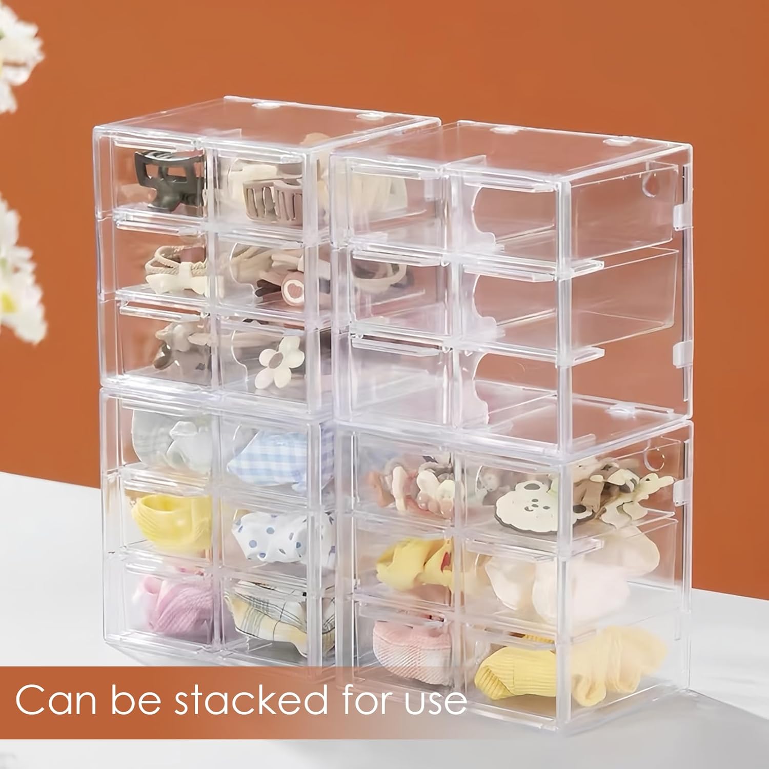 Organiseur de maquillage : petits tiroirs transparents pour un rangement élégant des cosmétiques et bijoux – Image 4