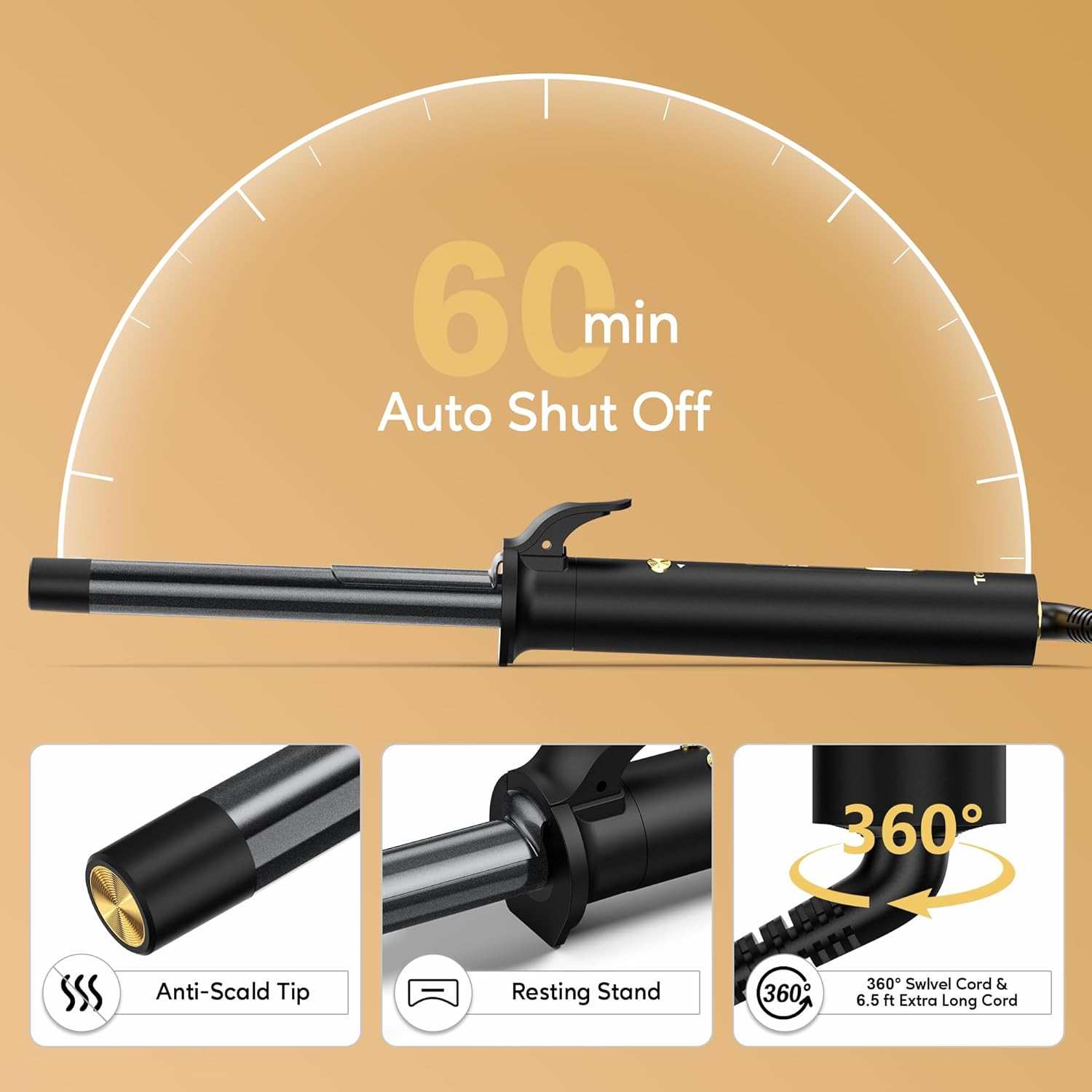 Fer à boucler rotatif automatique 19 mm : pour des petites boucles élégantes et durables, avec huile d'argan et kératine – Image 4