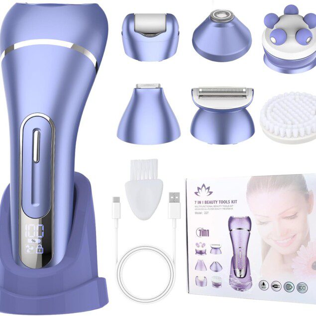 Épilateur pour femme : appareil 7 en 1 rechargeable et étanche pour une épilation indolore et précise