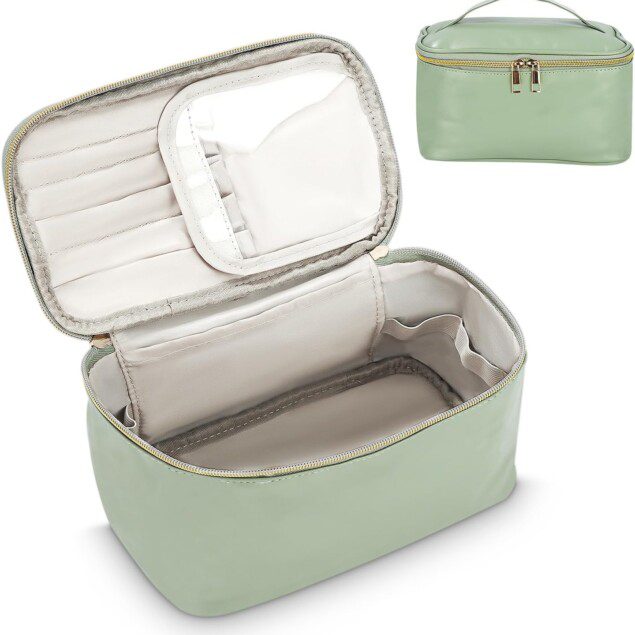 Trousse de maquillage de voyage pour femmes : élégance et fonctionnalité avec une grande capacité et un sac à brosse en cuir végétalien