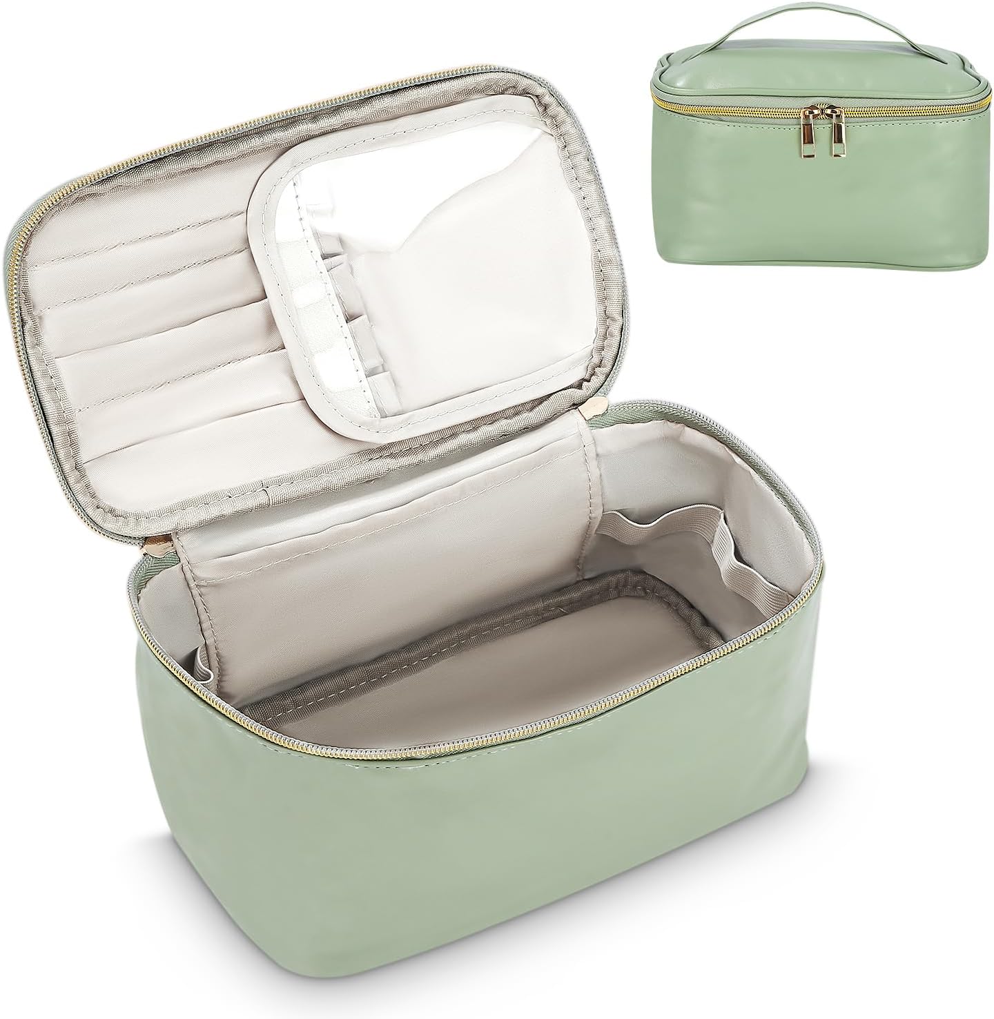 Trousse de maquillage de voyage pour femmes : élégance et fonctionnalité avec une grande capacité et un sac à brosse en cuir végétalien
