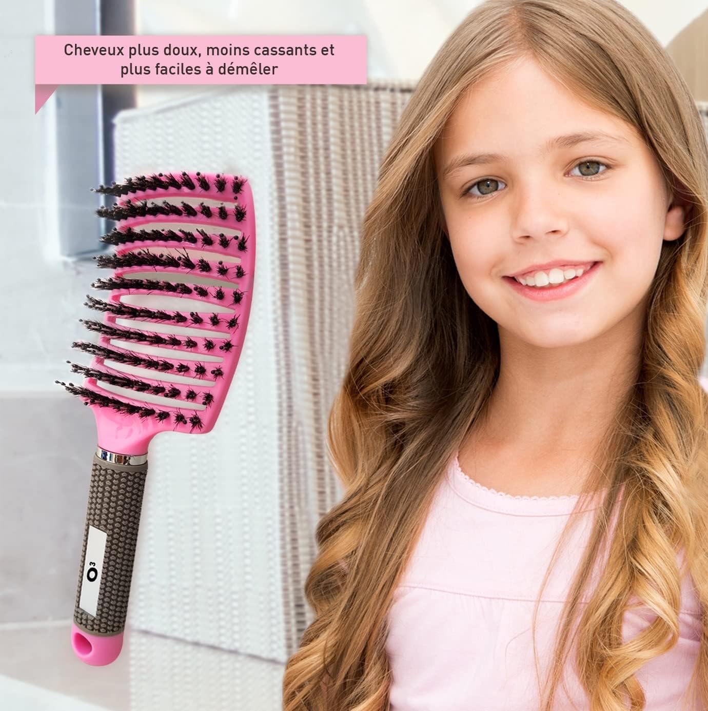Brosse à cheveux démêlant en poils de sanglier : pour des cheveux doux et brillants sans tirer – Image 4