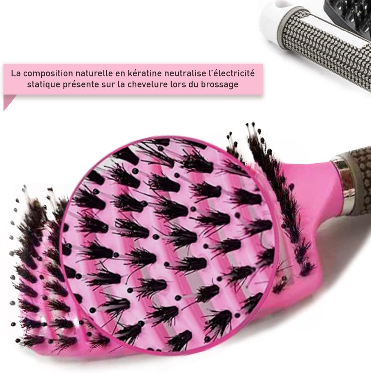 Brosse à cheveux démêlant en poils de sanglier : pour des cheveux doux et brillants sans tirer – Image 5