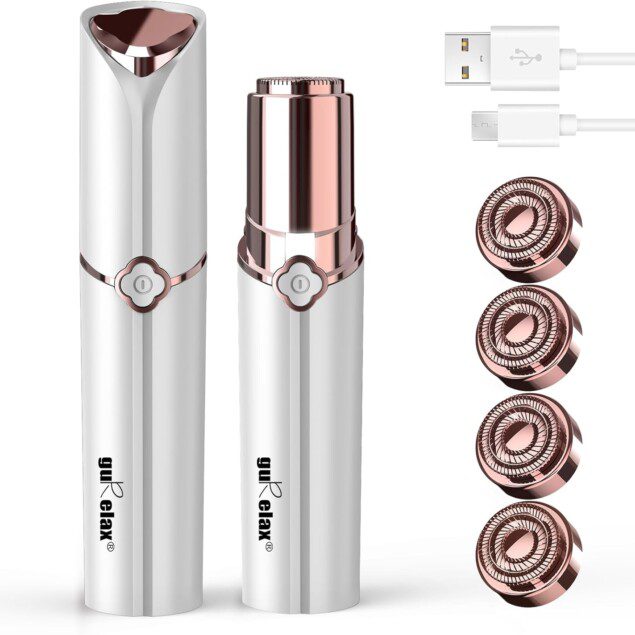 Épilateur facial pour femme : un rasoir rechargeable indolore avec 4 têtes de rechange pour des joues et un menton impeccables