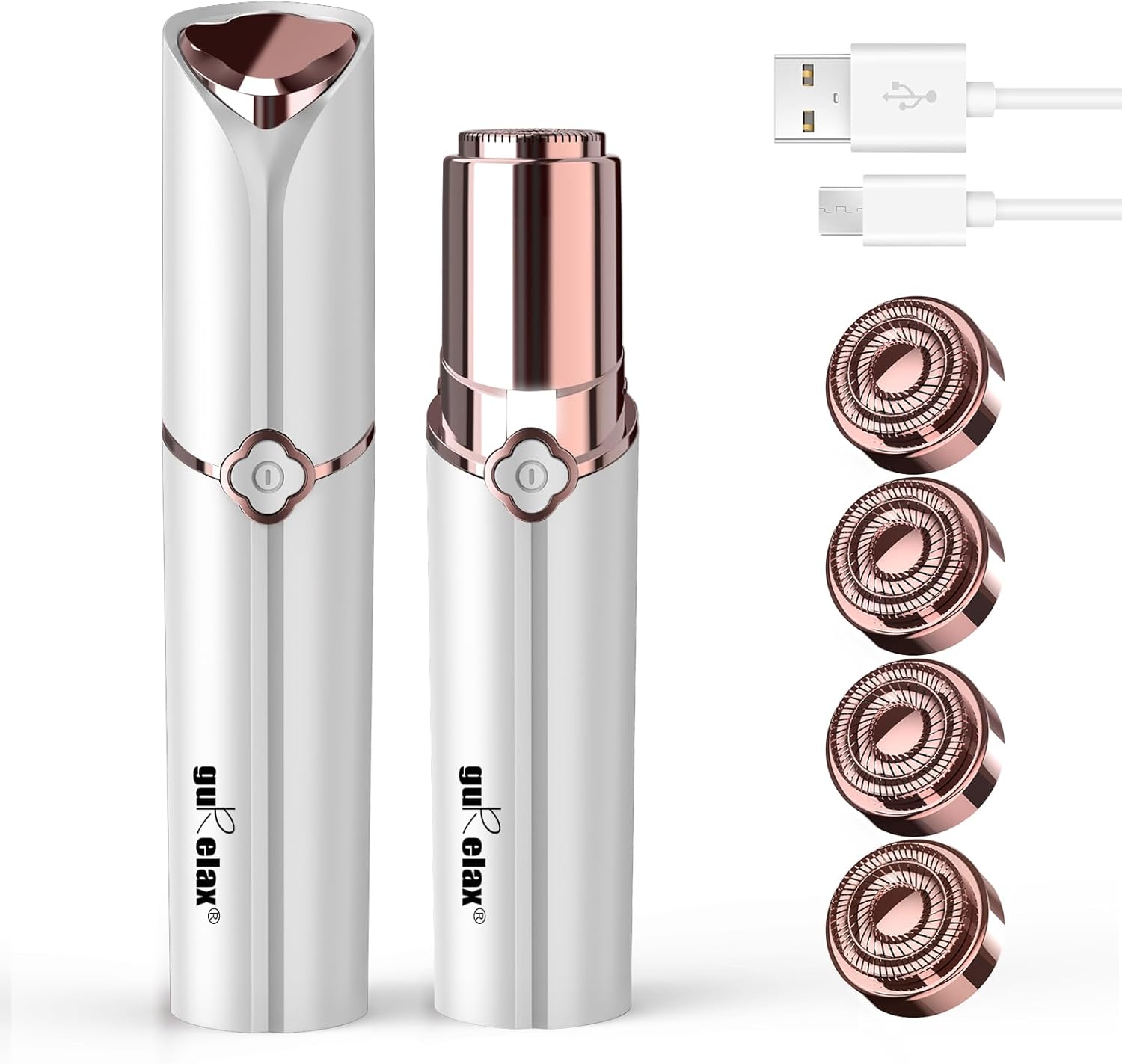 Épilateur facial pour femme : un rasoir rechargeable indolore avec 4 têtes de rechange pour des joues et un menton impeccables