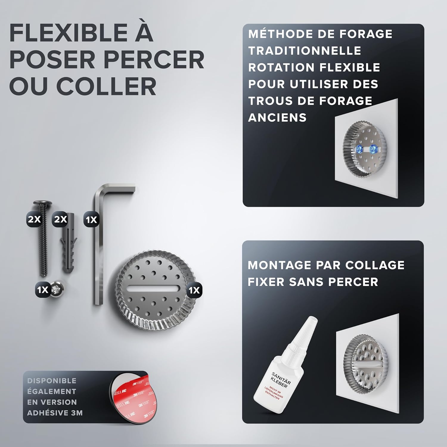 Porte-sèche-cheveux en acier inoxydable noir mat : le choix élégant pour votre salle de bain Optimisez votre espace avec un support mural pratique et rembourré pour un rangement organisé – Image 5