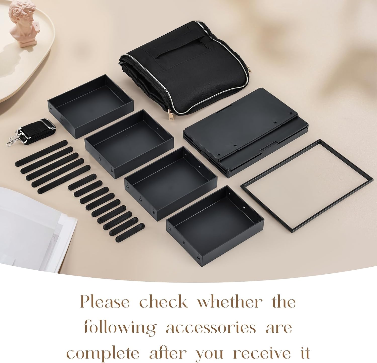 Mallette de maquillage pliable noire : l'accessoire idéal pour les femmes professionnelles en déplacement – Image 8