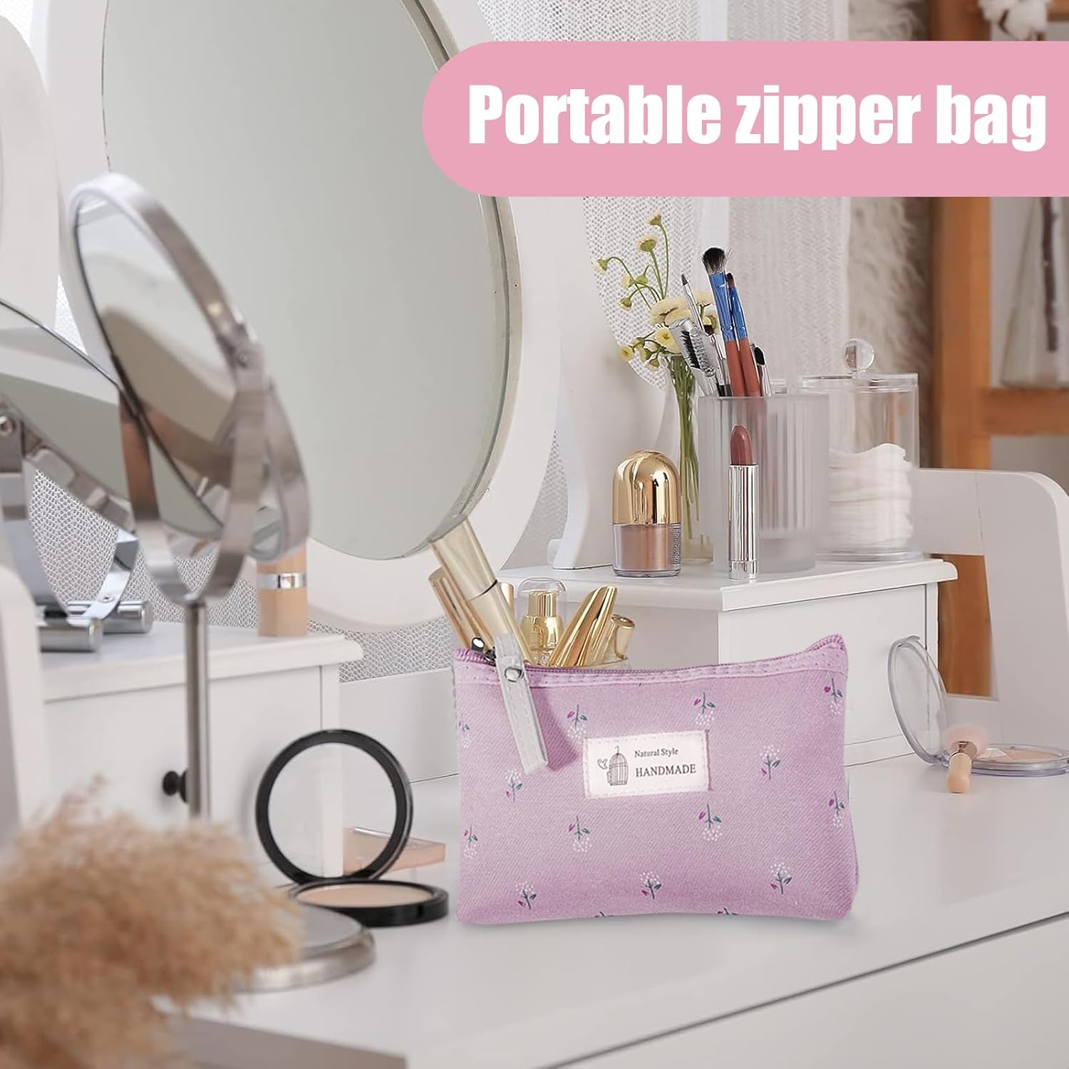 Trousse de maquillage élégante : 3 pièces en toile pour les voyages et le fitness – Image 7