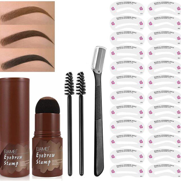 Kit de tampons à sourcils : l'outil idéal pour les passionnées de maquillage avec 24 pochoirs réutilisables