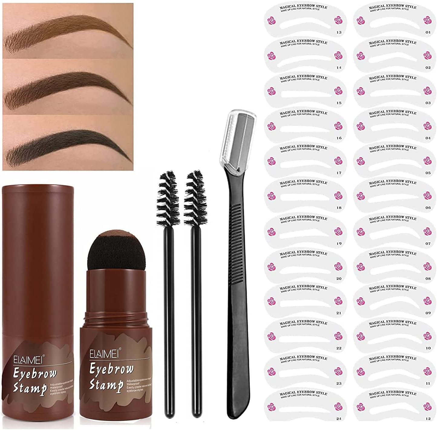 Kit de tampons à sourcils : l'outil idéal pour les passionnées de maquillage avec 24 pochoirs réutilisables