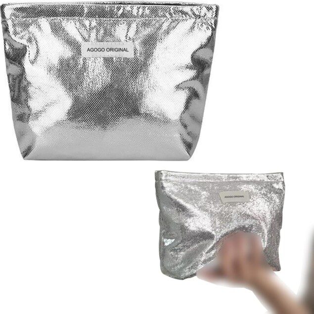 Argent étincelant : pochette de maquillage multifonctionnelle pour femmes en voyage