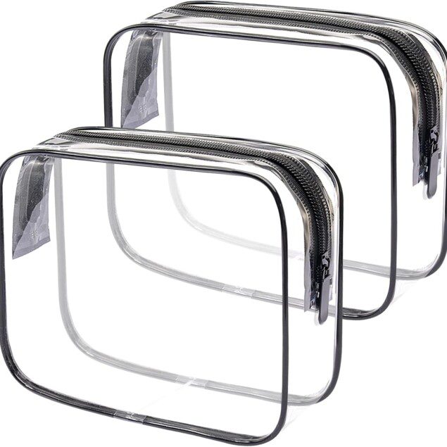Trousse de toilette transparente : le lot de 2 parfait pour les voyageurs   Conformes aux normes TSA, idéales pour un passage rapide à l'aéroport  