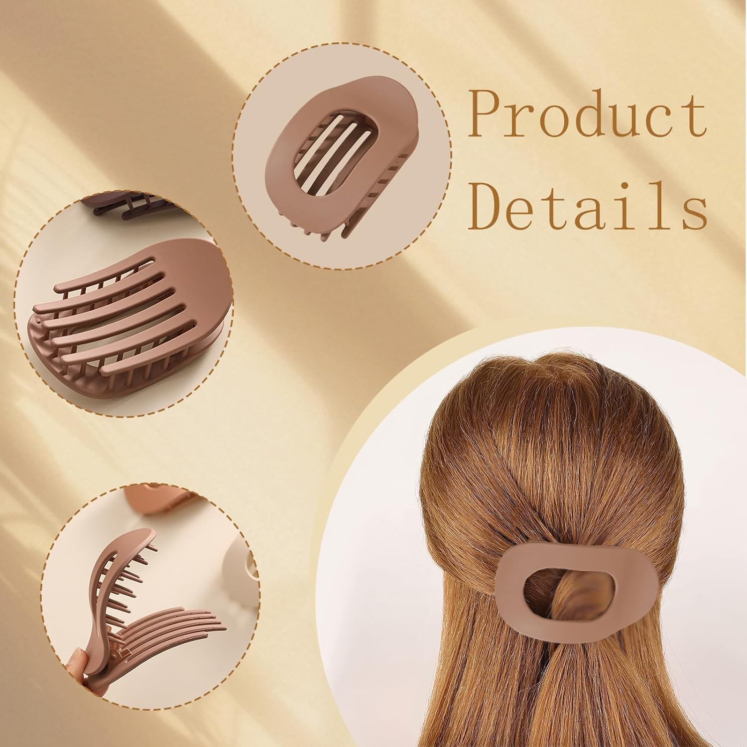Pinces à cheveux plates : lot de 6 pinces ergonomiques pour femmes aux cheveux épais, fins ou bouclés Profitez d'une tenue solide et élégante grâce à leur grand bec de canard mat – Image 3